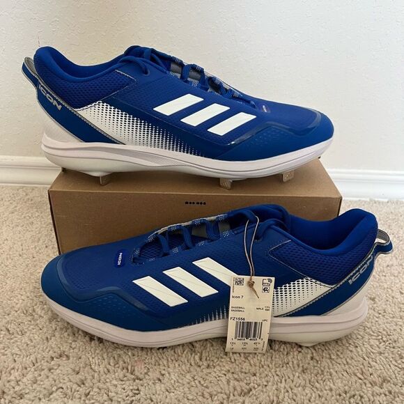 Adidas Icon 7 Baseball Metal Blue Cleats Shoes - Picture 1 of 8